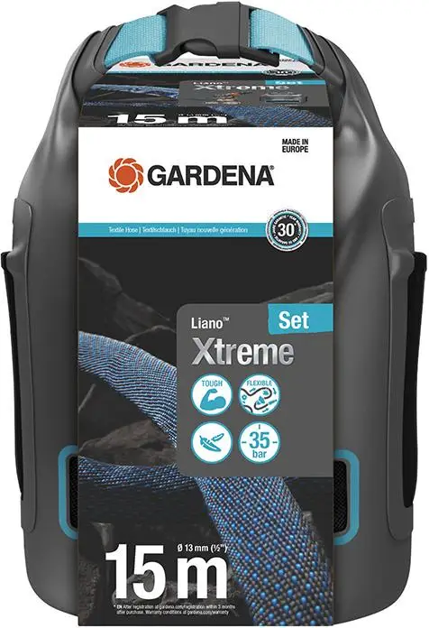 GARDENA Textilschlauch Set Liano Xtreme 1/2" 15m Tasche Rabatt
