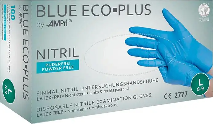 AMPRI Einweghandschuhe Nitril, BLUE ECO PLUS, puderfrei, Gr.M Günstig