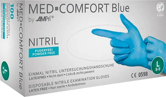 AMPRI Einweghandschuhe Nitril, MED COMFORT BLUE, puderfrei, Gr.S Top-Seller
