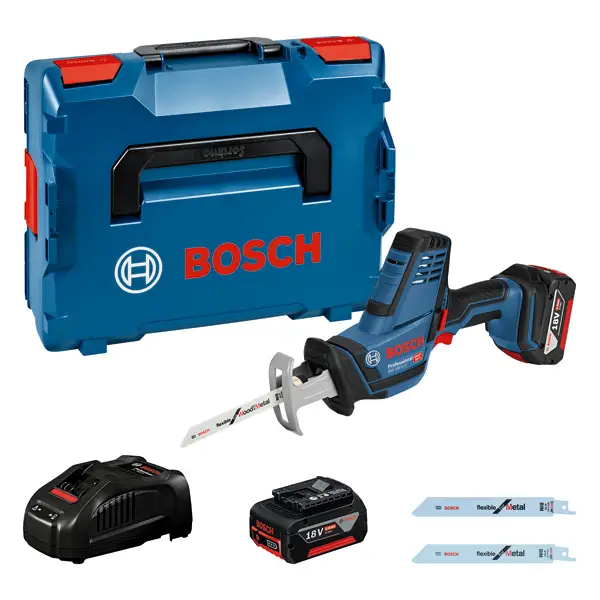 BOSCH Akku-Säbelsäge GSA 18V-LI C, 2 x Akku GBA 18V 5.0Ah in L-BOXX Garantierte Lieferung
