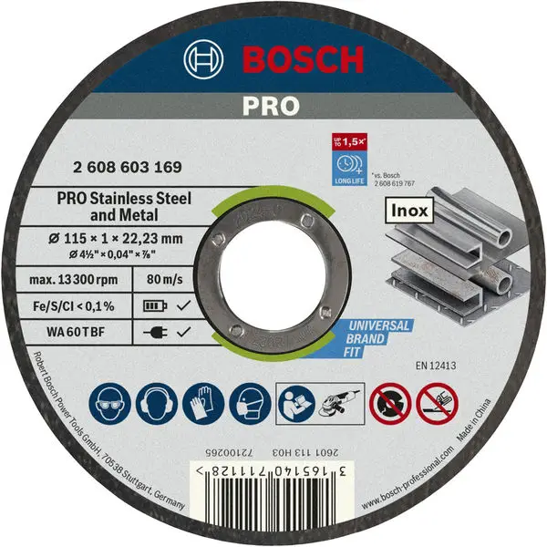 BOSCH PRO Stainless Steel and Metal Trennscheibe, 115 x 1 x 22.23 mm, gerade Billig