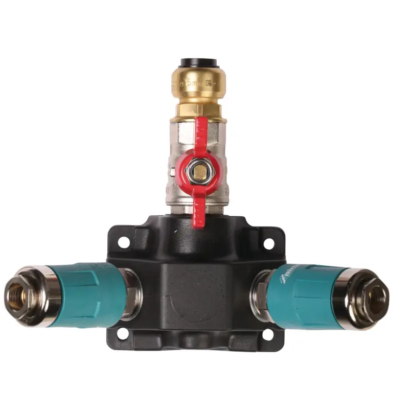 Aircraft Endverteilerdose mit zwei Sicherheitskupplungen und Absperrhahn 22 mm Sonderangebot