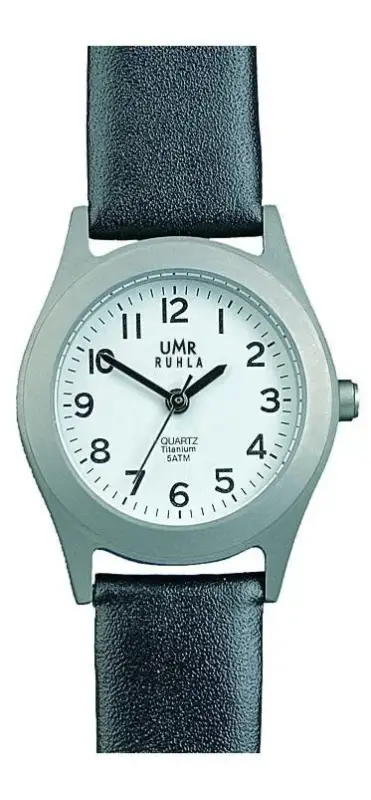 Armbanduhr „Basic 1320-9“, Titan, mit Lederarmband, Silberfarben/ Schwarz Mega-Angebot