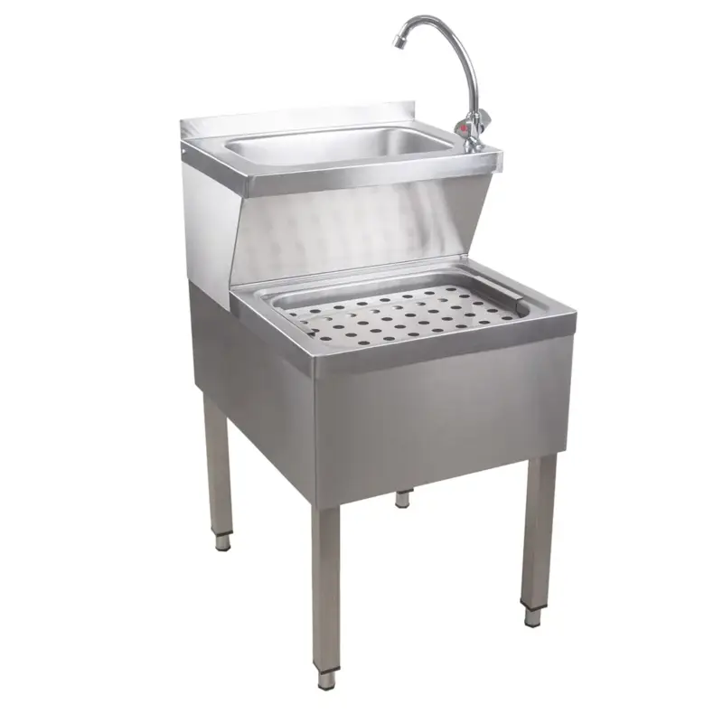 Ausgussbecken, Waschbecken - Edelstahl, mit Mischarmatur und Siphon, für Hygiene & Effizienz Neu
