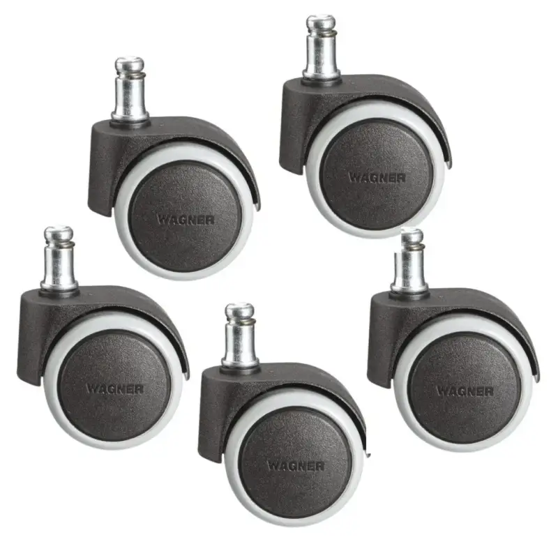 Kracherpreis Drehstuhlrollen/Bürostuhlrollen 5 teilig Ø 50 mm, soft, intervallgebremst, Steckstift 11 x 20 mm, Tragkraft 50 kg/Rolle