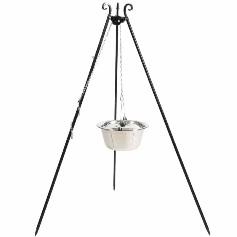 Dreibein Grill mit Edelstahltopf 14l, 180 cm, Outdoor Kochset Ausverkauf