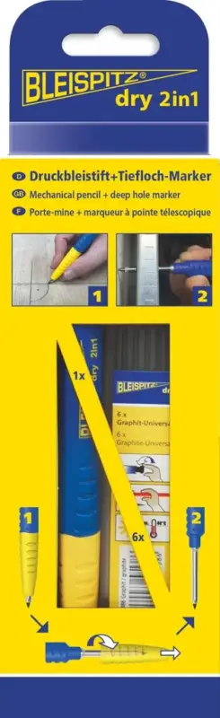 Druckbleistift + Tiefloch-Marker Graphit, inklusive 6 Minen Geprüft