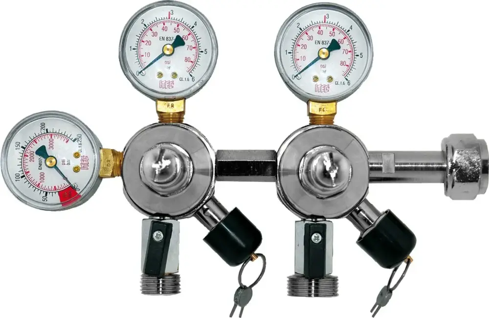 Bestpreis Druckminderer, СO2 Manometer - 2 Druckanzeigen für Bier und AFG, Zapfanlage 3 und 7 Bar