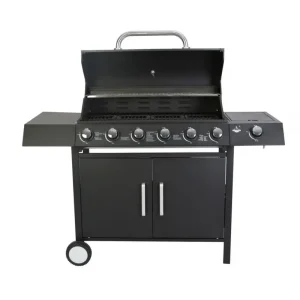 Gasgrill "San Angelo", 6+1 Brenner, Schwarz. Sonderangebot