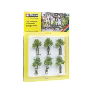 Bestpreis Junge Bäume mit Baumstützen, 6 Stück, 4 cm hoch