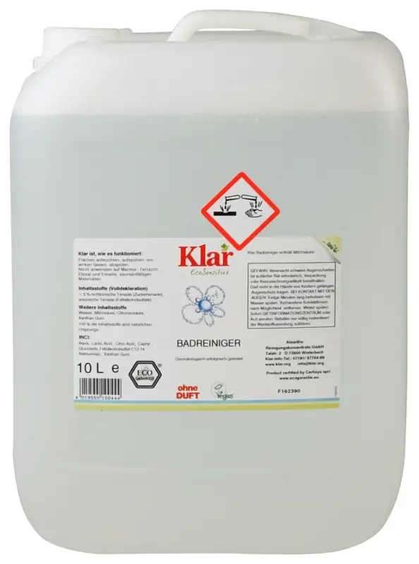 KLAR Badreiniger parfümfrei 10 Liter Neu Im Sortiment
