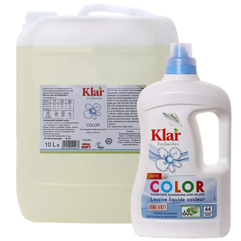 Begrenztes Angebot KLAR Color Waschmittel flüssig Basis sensitive in verschiedenen Größengebinden