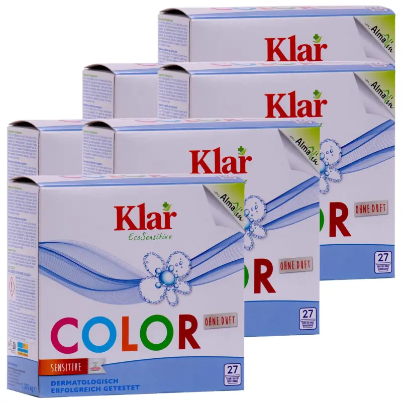 KLAR Color Waschmittelpulver ohne Duft 6 x 1,375 kg Zertifiziert