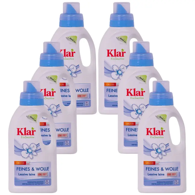 KLAR Feines & Wolle 6 x 500 ml Waschmittel ohne Duft Angebot
