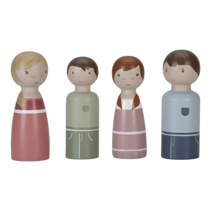 Abverkauf Little Dutch Puppenhaus Familie Rosa: Holzfiguren Set mit Vater, Mutter, Sohn & Tochter - Puppenstube erweitern
