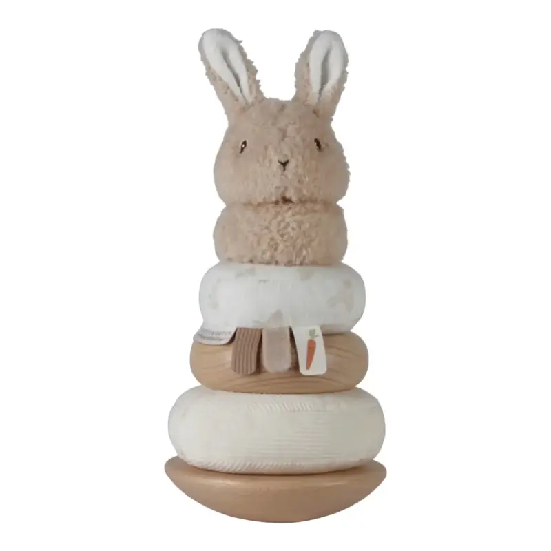 Little Dutch Stapelturm mit Ringen Baby Bunny - Motorikspielzeug aus Holz für Kleinkinder, 11x11x26 Mega-Angebot