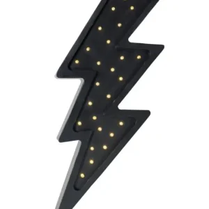 Geprüft Little Lights Nachtlicht Kinder, Nachtlampe Blitz - 100% Kiefernholz natur, Farbe: schwarz