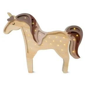 Neuheit Little Lights Nachtlicht Kinder, Nachtlampe Einhorn - 100% Kiefernholz natur, Farbe: Cappuccino