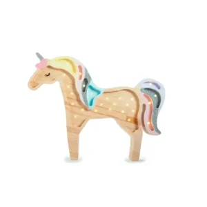 Little Lights Nachtlicht Kinder, Nachtlampe Einhorn - 100% Kiefernholz natur, Farbe: Regenbogenholz Preis Gesenkt