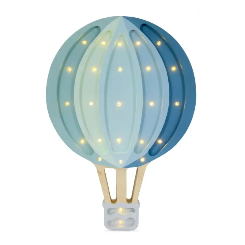 Markenware Little Lights Nachtlicht Kinder, Nachtlampe Heißluftballon - 100% Kiefernholz natur, Farbe: Blauer Regenbogen