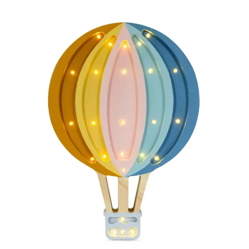 Bestseller Little Lights Nachtlicht Kinder, Nachtlampe Heißluftballon - 100% Kiefernholz natur, Farbe: Retro-Regenbogen