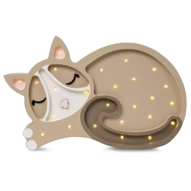 Sonderangebot Little Lights Nachtlicht Kinder, Nachtlampe Katze - 100% Kiefernholz natur, Farbe: Cappuccino