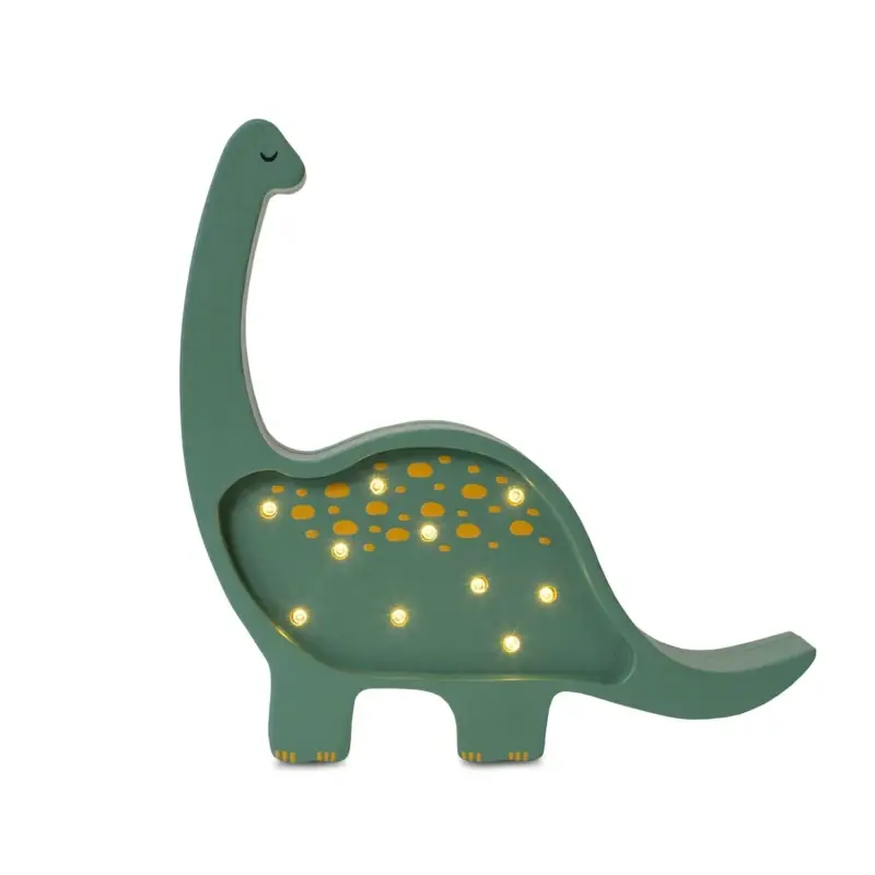 Little Lights Nachtlicht Kinder, Nachtlampe Mini-Dinosaurier - 100% Kiefernholz natur, Farbe: Militärgrün Solange Der Vorrat Reicht