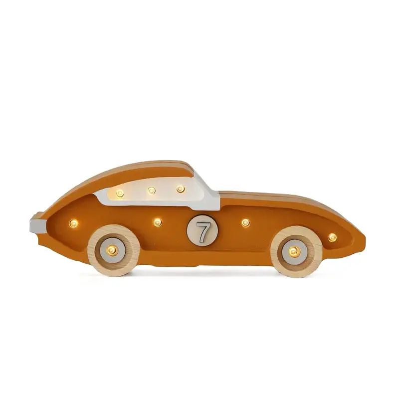 Sichere Zahlung Little Lights Nachtlicht Kinder, Nachtlampe Mini-Rennwagen - 100% Kiefernholz natur, Farbe: Senf