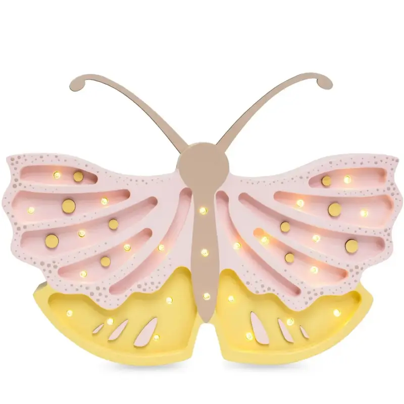 Little Lights Nachtlicht Kinder, Nachtlampe Schmetterling - 100% Kiefernholz natur, Farbe: Honig-Rose Preisknaller