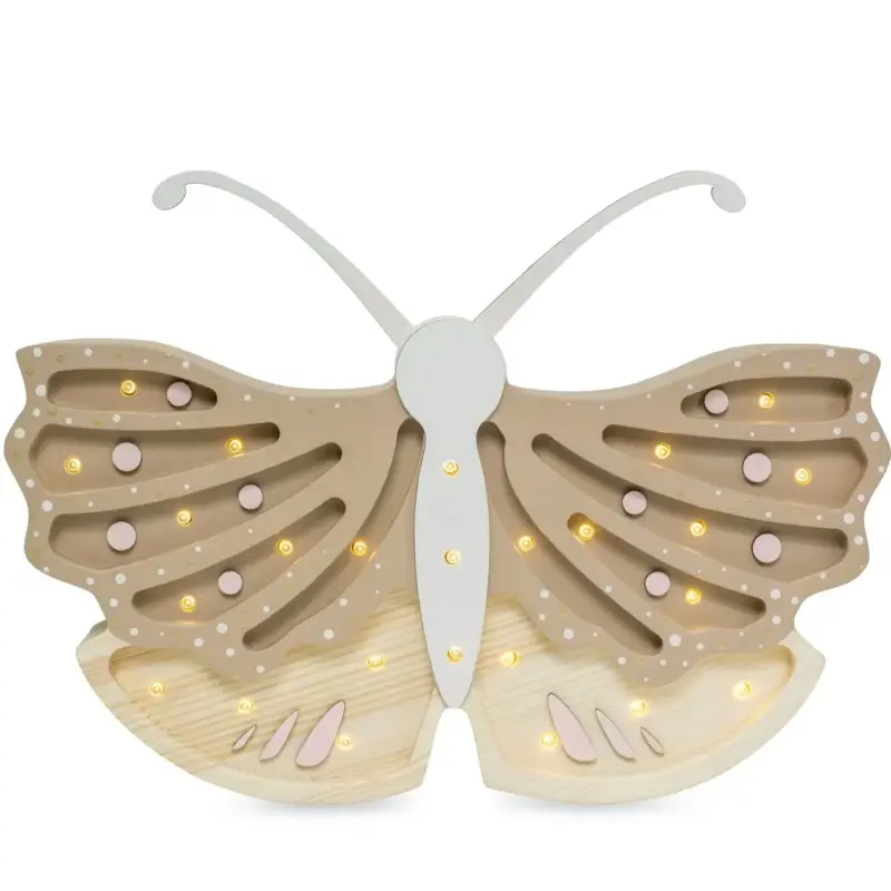 Neu Little Lights Nachtlicht Kinder, Nachtlampe Schmetterling - 100% Kiefernholz natur, Farbe: Kaffee-Creme
