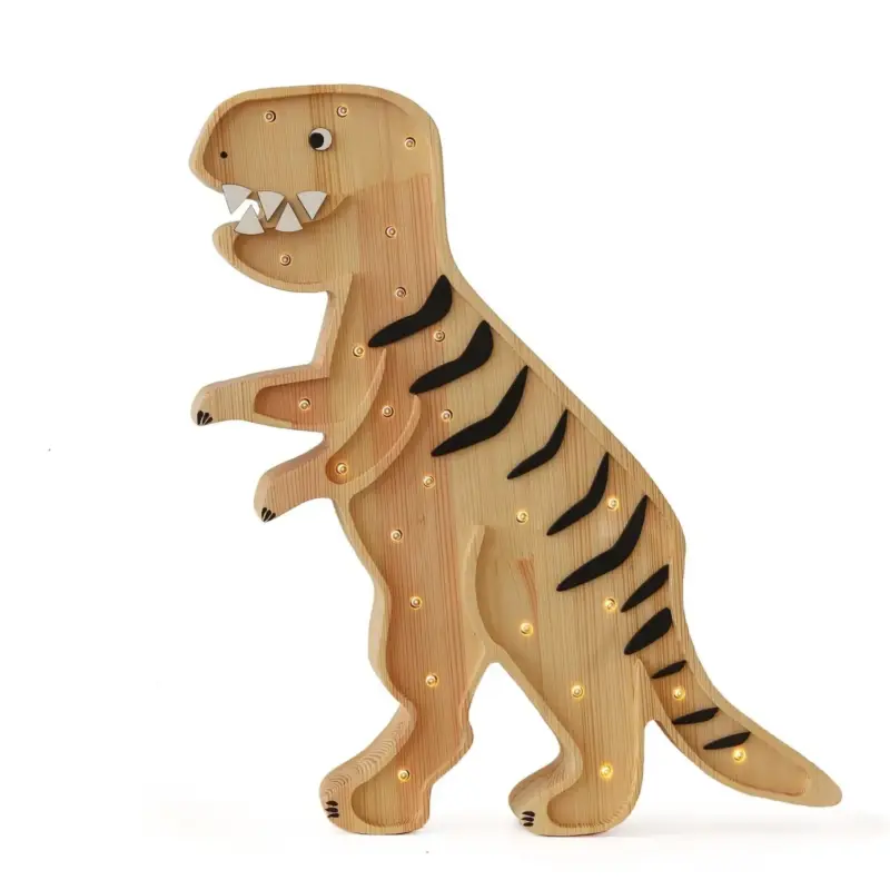 Little Lights Nachtlicht Kinder, Nachtlampe T-Rex - 100% Kiefernholz natur, Farbe: Mesozoisches Holz Nur Heute