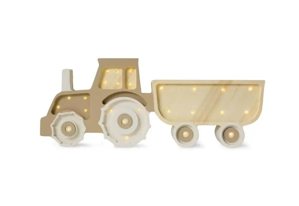Little Lights Nachtlicht Kinder, Nachtlampe Traktor - 100% Kiefernholz natur, Farbe: Kaffee-Creme Kracherpreis