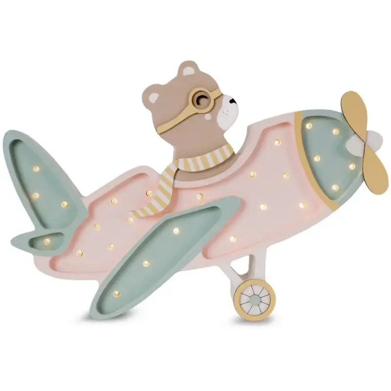 Knallerangebot Little Lights Nachtlicht Kinder, Nachtlampe Vintage-Flugzeug - 100% Kiefernholz natur, Farbe: Zuckersüßer Bär