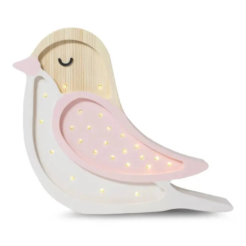 Kracherpreis Little Lights Nachtlicht Kinder, Nachtlampe Vogel - 100% Kiefernholz natur, Farbe: Erdbeercreme