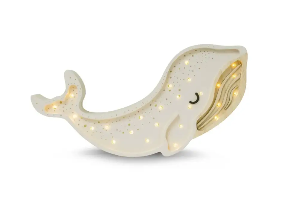Direktkauf Little Lights Nachtlicht Kinder, Nachtlampe Walfisch - 100% Kiefernholz natur, Farbe: Albino weiß