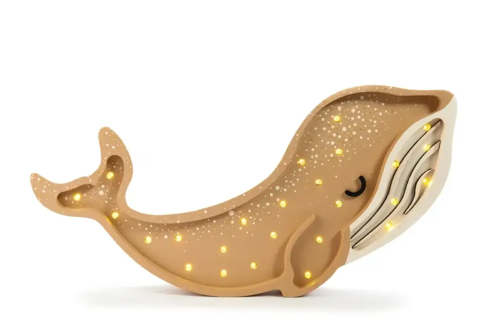 Little Lights Nachtlicht Kinder, Nachtlampe Walfisch - 100% Kiefernholz natur, Farbe: Zimtbraun Kracherpreis