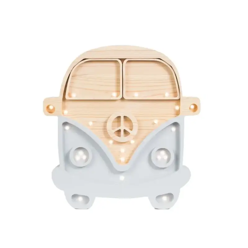 Little Lights Nachtlicht Kinder, Nachtlampe Wohnmobil - 100% Kiefernholz natur, Farbe: Grau/Holz Nur Heute