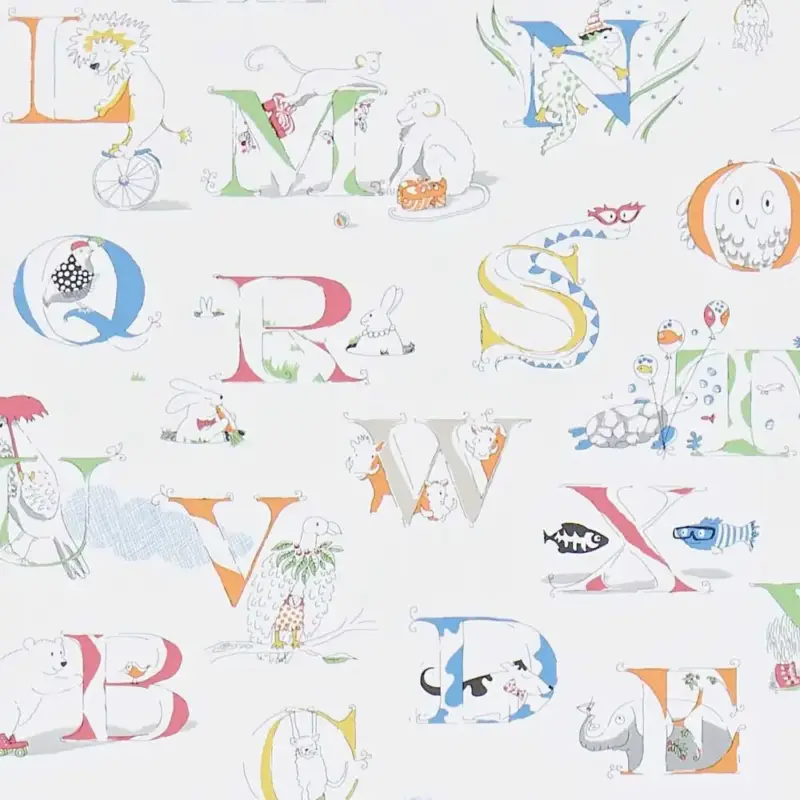 Begrenztes Angebot Little Sanderson Abracazoo Motivstoff Alphabet bestickt creme Rainbow