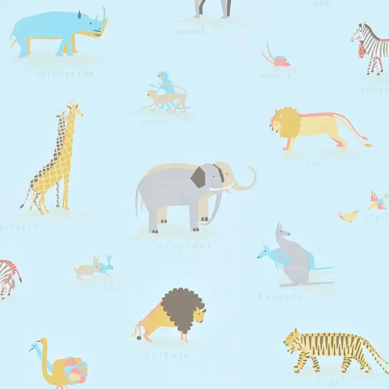 Markenprodukt Little Sanderson Abracazoo Tapete Safari Tiere hellblau