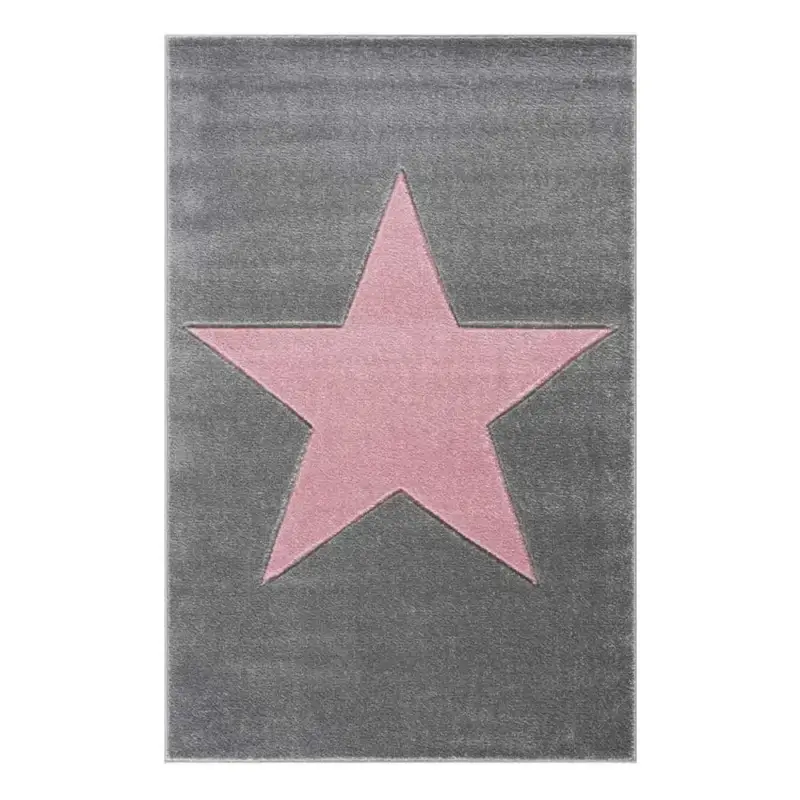 Livone Kinderteppich Stern rosa auf grau, Teppichgrösse: 120 x 180 cm Online Kaufen