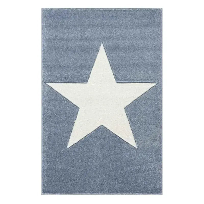 Livone Kinderteppich Stern weiss auf blau, Teppichgrösse: 120 x 180 cm Top-Angebot