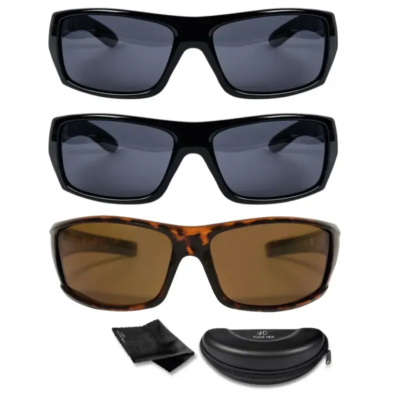 Polarisierte Sonnenbrille, 3er-Set, "HD Polar View", 2 x Schwarz + 1 x Braun/ Hornoptik Letzte Chance