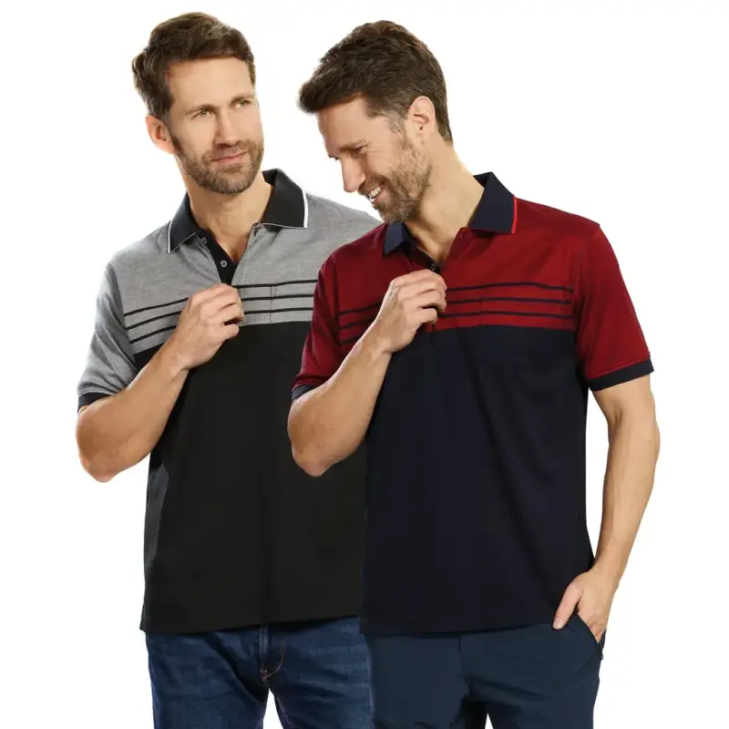 Jetzt Kaufen Poloshirt geknöpft, Farbe marine/rot, Gr.L