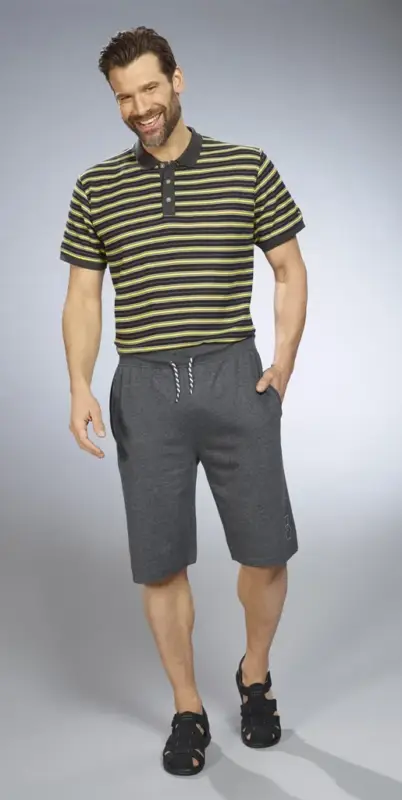 Markenware Poloshirt gestreift, Farbe anthrazit/gelb, Gr.M