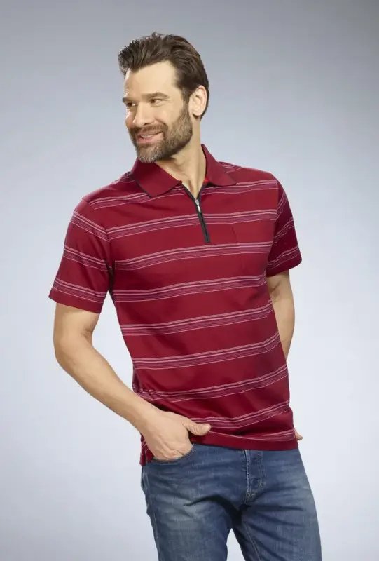 Direktkauf Poloshirt gestreift, Farbe rot, Gr.2XL