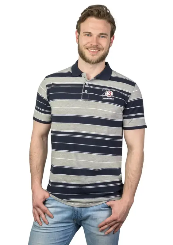Direktkauf Poloshirt mit Knopfleiste, Farbe marine gestreift, Gr. 2XL