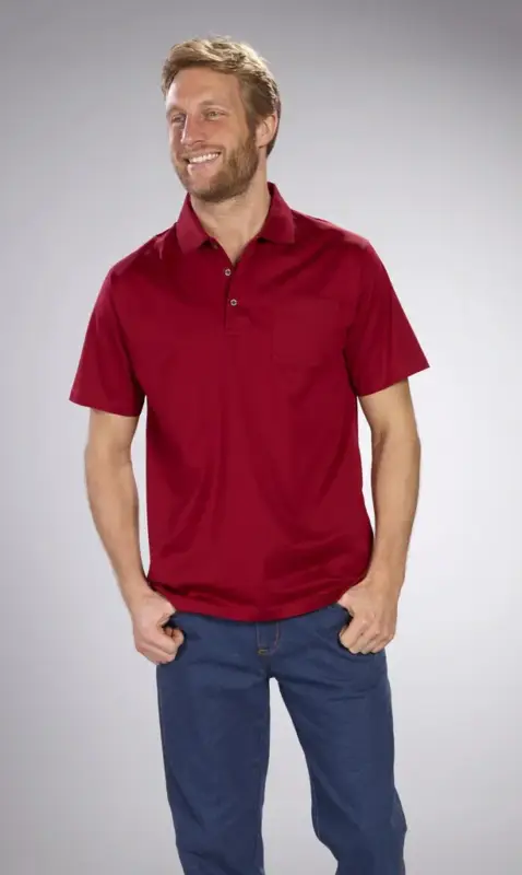 Poloshirt mit Knopfleiste, Farbe rot, Gr.M Zertifiziert