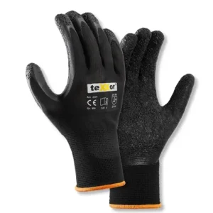 Geprüft Polyester-Strickhandschuh LATEX schwarz/ schwarz Gr. 10