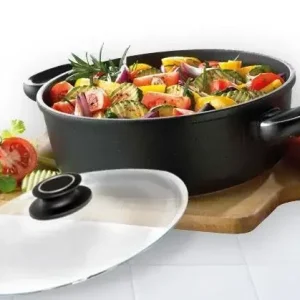 Echt Schmortopf mit Glasdeckel, 28 cm, 8 cm hoch