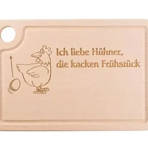 Schneidebrett mit Eierloch "Ich liebe Hühner" Saisonangebot